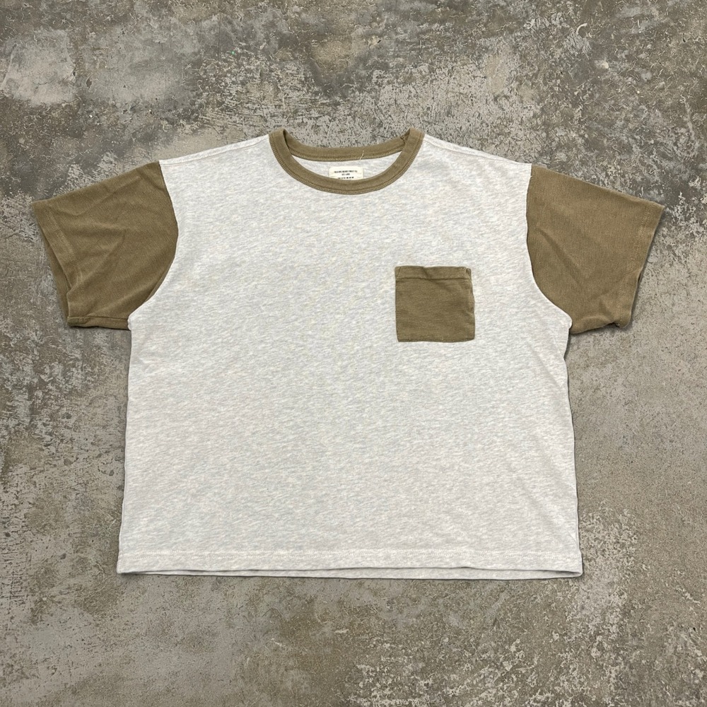 Buck Mason Field-Spec 90s Boxy Pocket Tee Mens Large Grey Olive Colorblock Tee